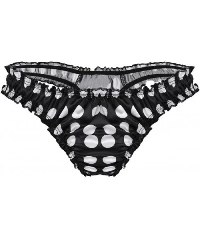 Men's Silky Satin Polka Dot Ruffled Thongs T-Back Sissy Panties Crossdress Underwear - Black - CY190RHT5HE $25.75 G-Strings &...