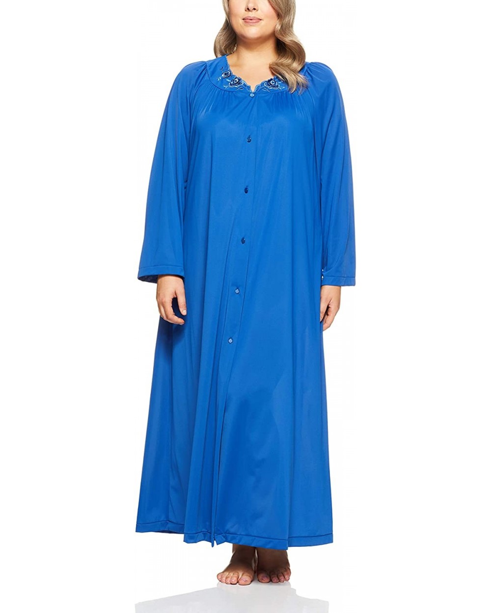 Women's Plus-Size Petals 54 Inch Sleeve Long Coat - Navy - CD12MXJE68N $67.79 Nightgowns & Sleepshirts