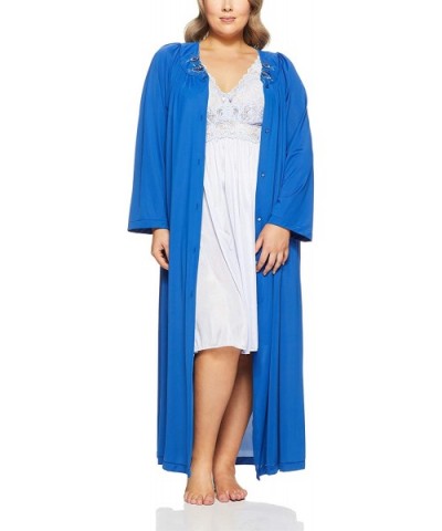 Women's Plus-Size Petals 54 Inch Sleeve Long Coat - Navy - CD12MXJE68N $67.79 Nightgowns & Sleepshirts