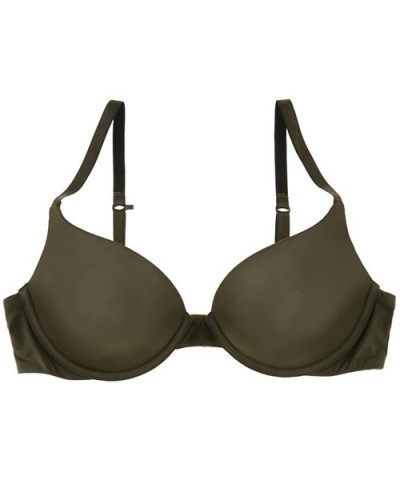 Women's Custom-Knit Microfiber Underwire Everyday Push-up Bra - Rich Olive - CL18369DN48 $30.61 Bras