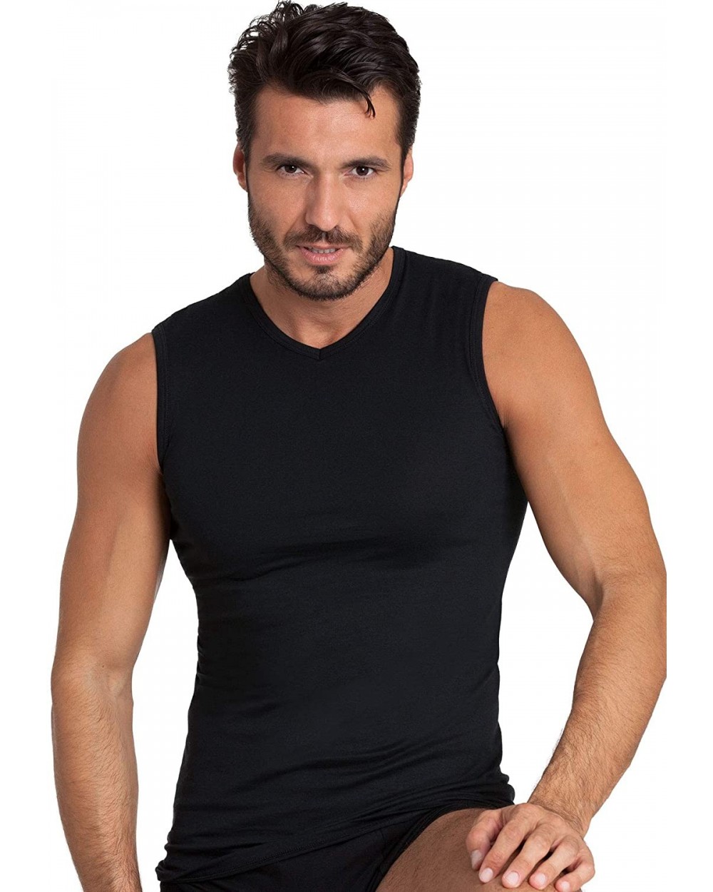 Premium Quality 100% Cotton Men's V - Neck T-Shirt. Proudly Made in Italy. - Nero (V-neck Sleeveless) - C718RNUYZTI $36.78 Un...