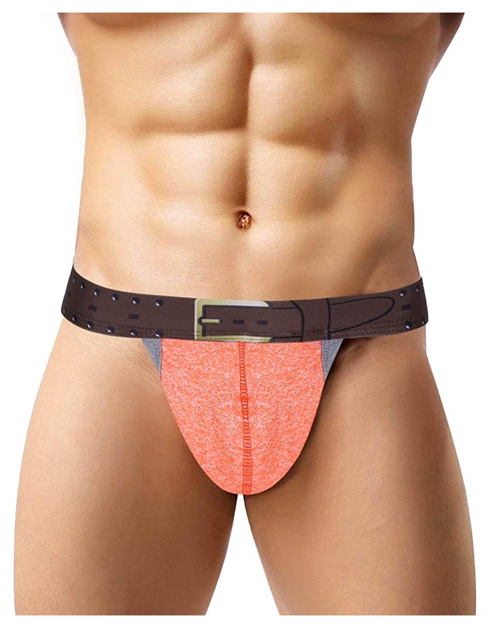 Men's Big Pouch Thong Sexy Gay Low Rise Bulge Men Strapless Jockstrap Bikini Underwear - Orange - CI1983YSD9D $12.58 G-String...