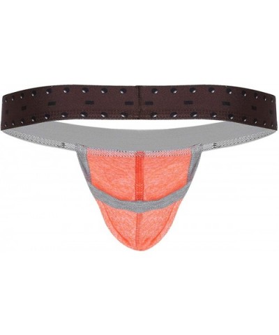 Men's Big Pouch Thong Sexy Gay Low Rise Bulge Men Strapless Jockstrap Bikini Underwear - Orange - CI1983YSD9D $12.58 G-String...