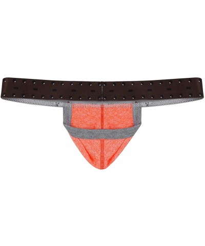 Men's Big Pouch Thong Sexy Gay Low Rise Bulge Men Strapless Jockstrap Bikini Underwear - Orange - CI1983YSD9D $12.58 G-String...