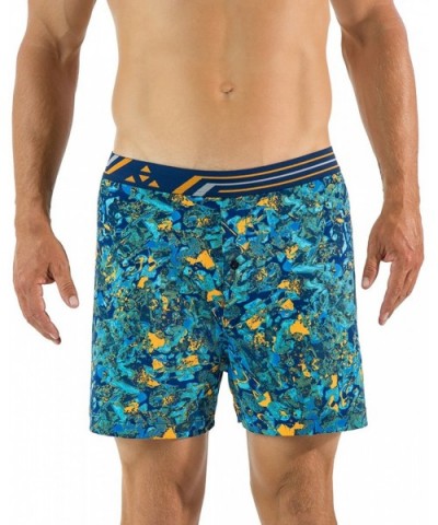 Men's Active Wicking Performance Boxers Shorts - Lava Rock Lt. Blue/Orange - CU12KBTMBH1 $23.43 Boxers