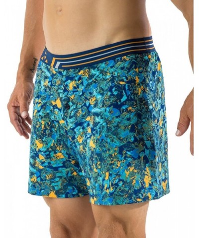 Men's Active Wicking Performance Boxers Shorts - Lava Rock Lt. Blue/Orange - CU12KBTMBH1 $23.43 Boxers