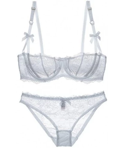 Women's Lumiere Lace Unlined Balconette Bra and Panty Set - White - CS12J0KK1X3 $26.28 Bras