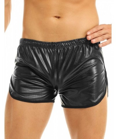 Men's Faux Leather Side Cut Boxer Briefs Running Training Shorts Swim Trunks Underpants - C818Y6L0RGS $25.35 Boxers