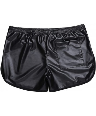 Men's Faux Leather Side Cut Boxer Briefs Running Training Shorts Swim Trunks Underpants - C818Y6L0RGS $25.35 Boxers