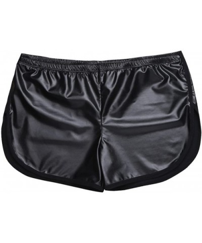 Men's Faux Leather Side Cut Boxer Briefs Running Training Shorts Swim Trunks Underpants - C818Y6L0RGS $25.35 Boxers