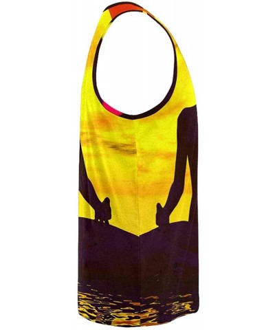 Men's Muscle Gym Workout Training Sleeveless Tank Top Exotic Flamingo - Multi8 - CC19DW60DEI $45.43 Undershirts