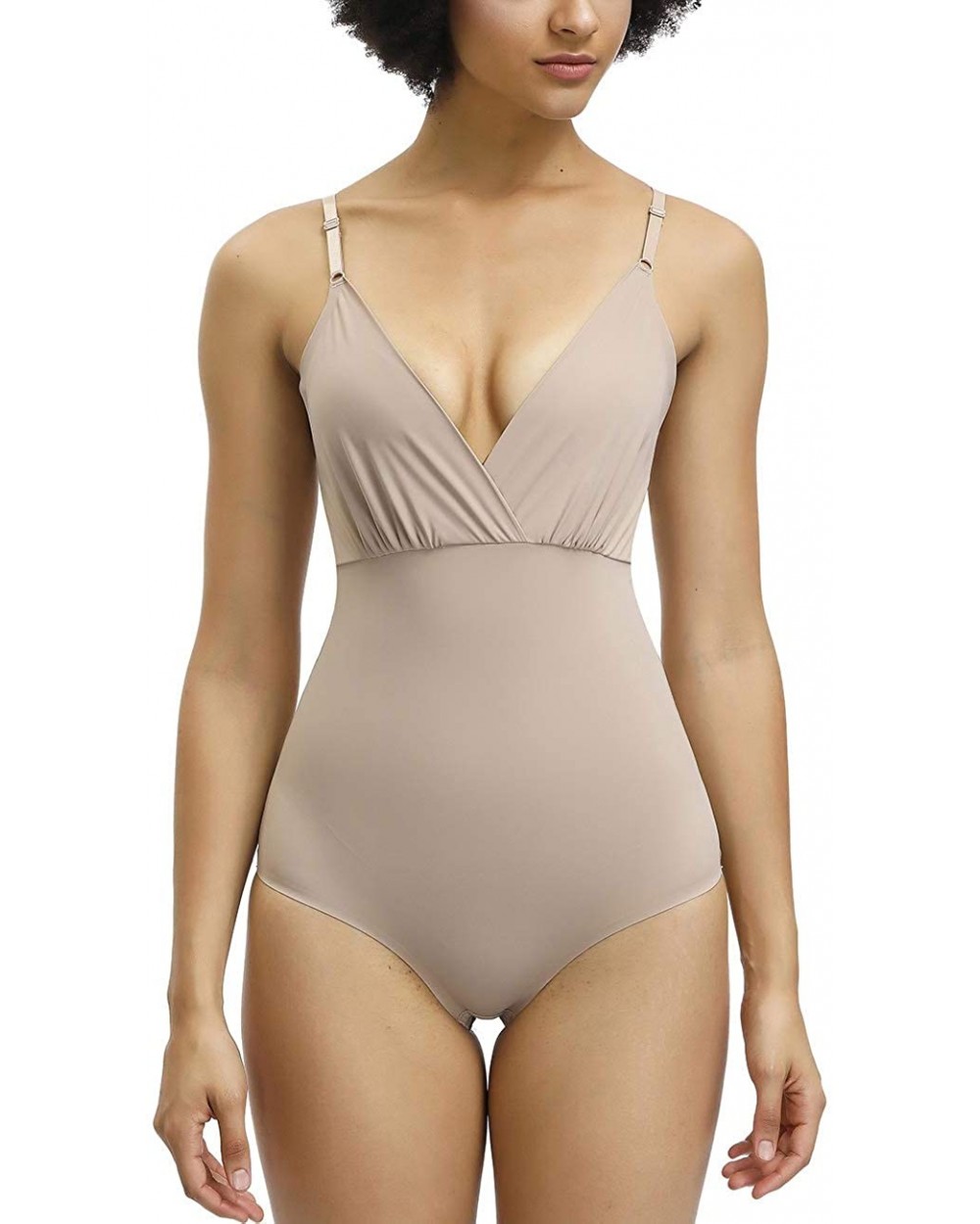 Women Comfort Control Shapewear Seamless v Neck Smooth Full Body Shaper - Skin1 - CI18X7T94IE $24.21 Shapewear