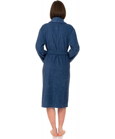 Women's Robe- Turkish Cotton Terry Shawl Bathrobe - Bijou Blue - CG12EV7KURH $72.72 Robes