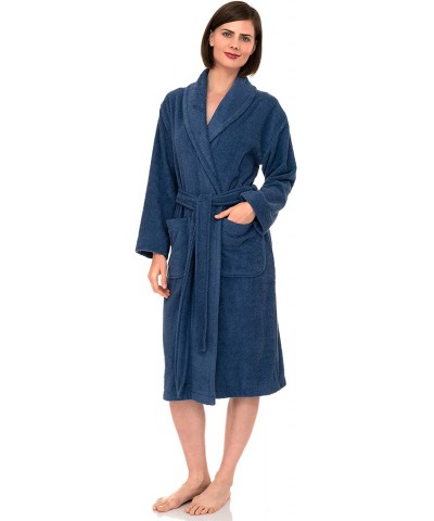 Women's Robe- Turkish Cotton Terry Shawl Bathrobe - Bijou Blue - CG12EV7KURH $72.72 Robes