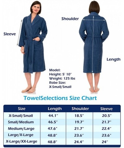 Women's Robe- Turkish Cotton Terry Shawl Bathrobe - Bijou Blue - CG12EV7KURH $72.72 Robes