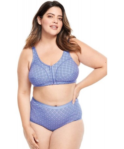 Women's Plus Size Cotton Front-Close Wireless Bra - Heather Grey (1543) - CO198UHKZ82 $37.70 Bras