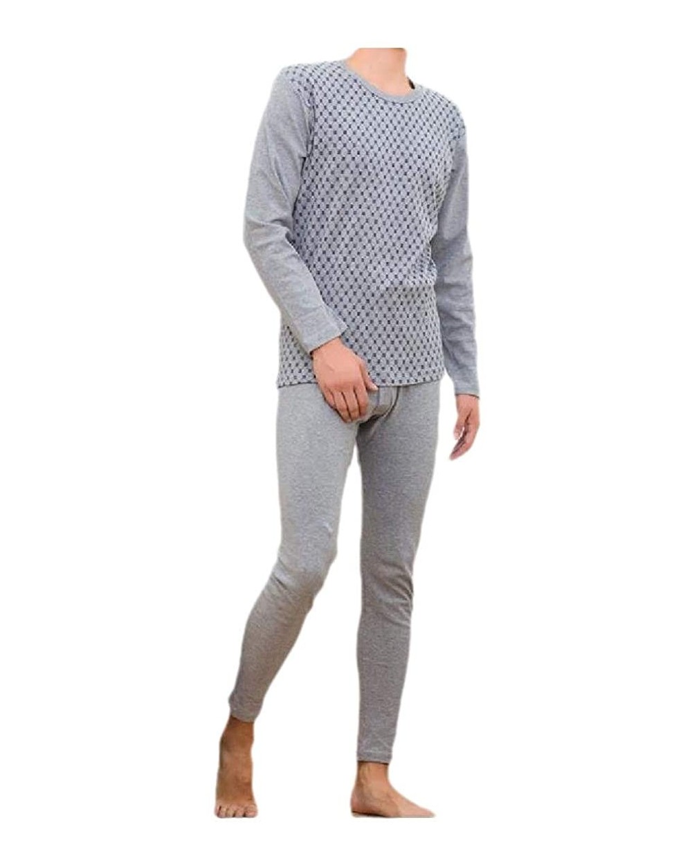 Men's Soft Fall Winter Warm 2-Piece Basic Cotton Thermal Underwear - 7 - C01993QINLN $59.19 Thermal Underwear