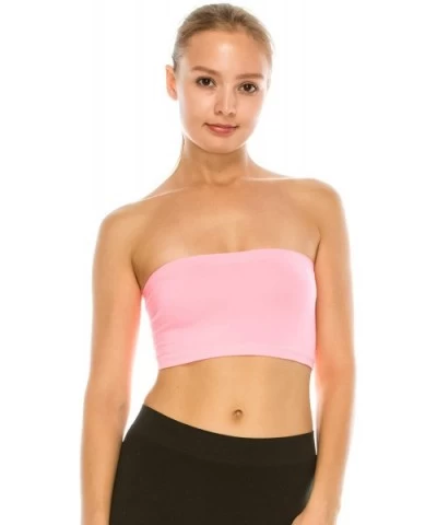 Seamless Bandeau Tube top - UV Protective Fabric- Rated UPF 50+ (Non-Padded) -Made in USA - Pink - C718C9ST9WL $14.50 Camisol...