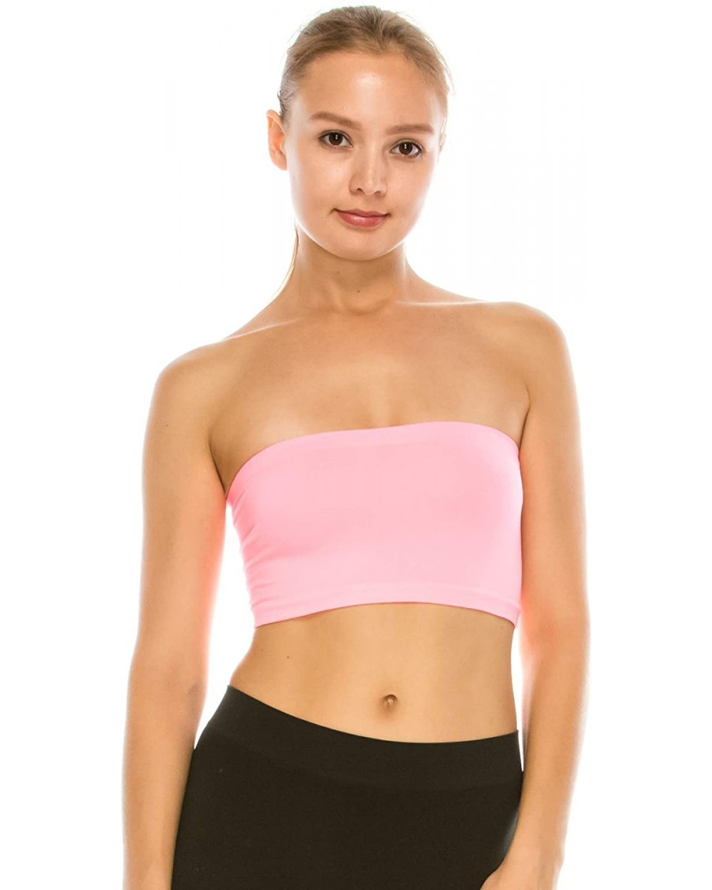 Seamless Bandeau Tube top - UV Protective Fabric- Rated UPF 50+ (Non-Padded) -Made in USA - Pink - C718C9ST9WL $14.50 Camisol...