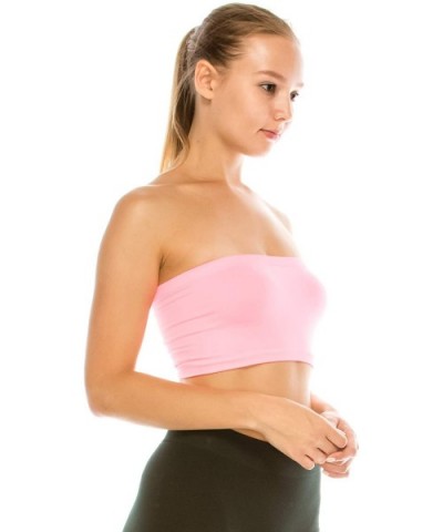 Seamless Bandeau Tube top - UV Protective Fabric- Rated UPF 50+ (Non-Padded) -Made in USA - Pink - C718C9ST9WL $14.50 Camisol...