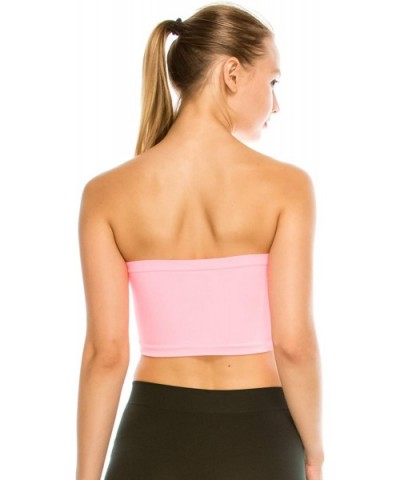 Seamless Bandeau Tube top - UV Protective Fabric- Rated UPF 50+ (Non-Padded) -Made in USA - Pink - C718C9ST9WL $14.50 Camisol...