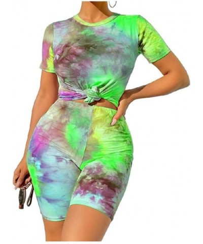 Women's Athletic Lounger Tie-Dye Lounge Crop Top+Shorts Set - As2 - CS19D64745I $43.73 Sets