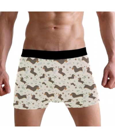 Men's Boxers Briefs Men Boxer Shorts Mens Trunks Bow Arrow Artemis Dream Catcher Amulet - Dachshund Dog Paws Bones Leaves - C...