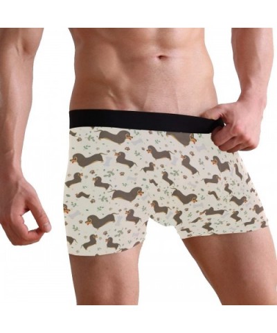 Men's Boxers Briefs Men Boxer Shorts Mens Trunks Bow Arrow Artemis Dream Catcher Amulet - Dachshund Dog Paws Bones Leaves - C...