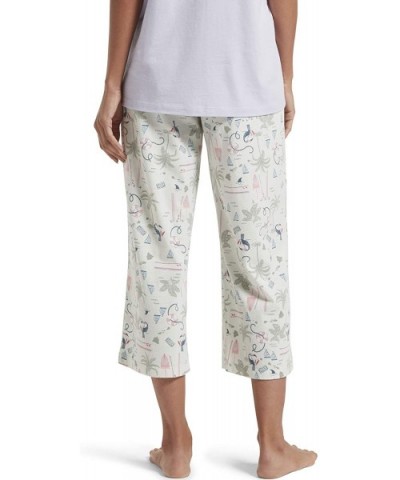 Women's Printed Knit Capri Pajama Sleep Pant - Aqua Glass - Surfland - CP18NRR57E9 $67.00 Bottoms