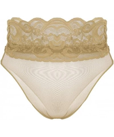 Woman's See-Through Floral Lace Bikini Briefs Mesh High Cut Cheeky Panties Thongs Underwear - Nude - CJ197ZC7QG0 $23.44 Panties