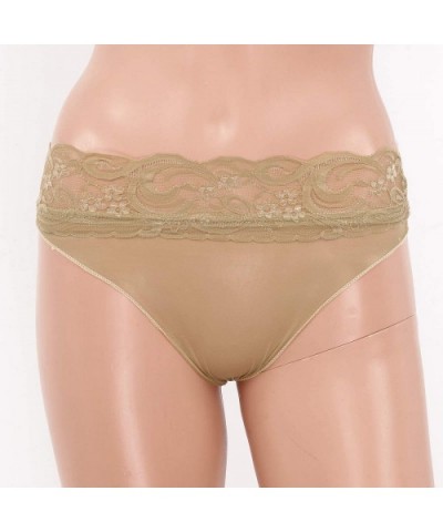 Woman's See-Through Floral Lace Bikini Briefs Mesh High Cut Cheeky Panties Thongs Underwear - Nude - CJ197ZC7QG0 $23.44 Panties