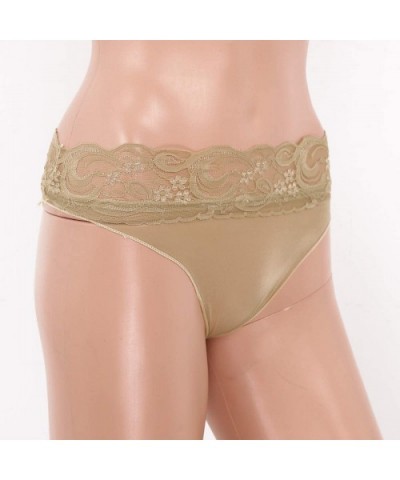 Woman's See-Through Floral Lace Bikini Briefs Mesh High Cut Cheeky Panties Thongs Underwear - Nude - CJ197ZC7QG0 $23.44 Panties