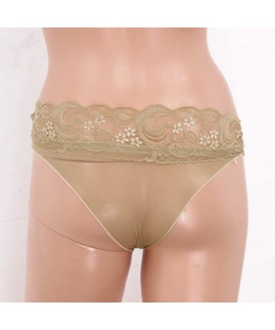 Woman's See-Through Floral Lace Bikini Briefs Mesh High Cut Cheeky Panties Thongs Underwear - Nude - CJ197ZC7QG0 $23.44 Panties