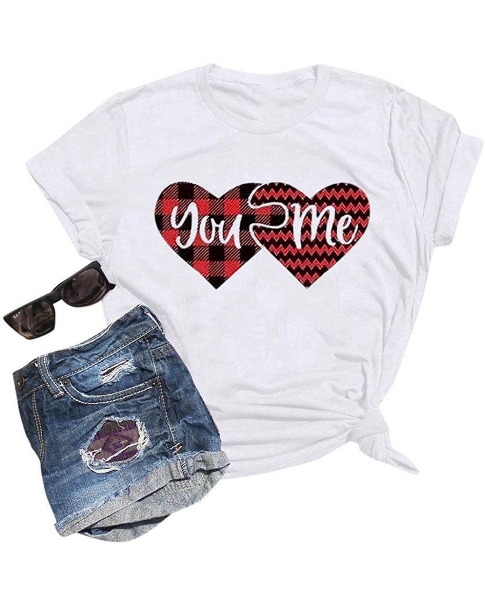 Women's Valentine Shirt- Adeliberr Heart-Shaped Cute Graphic Print Shirt Shirt T-Shirt Short Sleeve - D5-green - CF194SWMWS6 ...