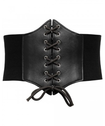 Lace-up Cinch Belt Tied Corset Elastic Waist Belt - Black + Brown - CY18WS0QX75 $24.95 Bustiers & Corsets