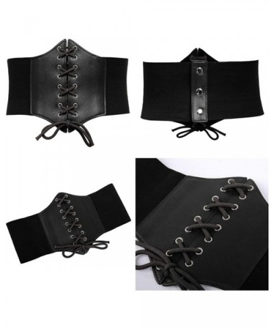 Lace-up Cinch Belt Tied Corset Elastic Waist Belt - Black + Brown - CY18WS0QX75 $24.95 Bustiers & Corsets