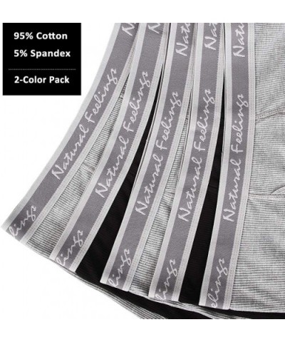 Mens Underwear Boxer Briefs Men Pack of 5 Soft Cotton Open Fly Underwear - E featuring Logo 2 Black-3 Gray Pack of 5 - C518KK...