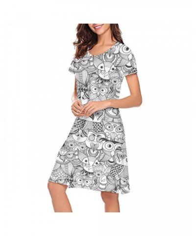 Women's Short Sleeve Nightshirts Small Owl Flag in The Forest Cool Sleepshirts Dress Tee - White Smart Owl - C5199IE42A7 $39....