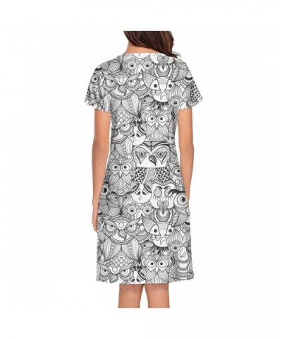 Women's Short Sleeve Nightshirts Small Owl Flag in The Forest Cool Sleepshirts Dress Tee - White Smart Owl - C5199IE42A7 $39....