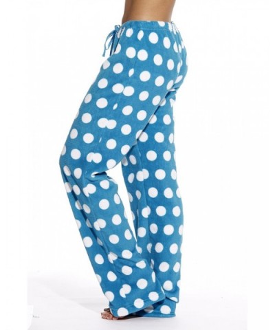 Women's Plush Pajama Pants - Dot - Turquoise / White - CI17Z29LM4K $27.38 Bottoms