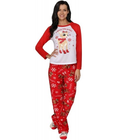 Rudolph Matching Family Costume Pajama - Reindeer Christmas PJs Red Nose Included - Red - CQ192TLRR4L $41.84 Sets