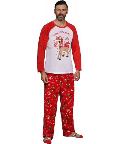 Rudolph Matching Family Costume Pajama - Reindeer Christmas PJs Red Nose Included - Red - CQ192TLRR4L $41.84 Sets