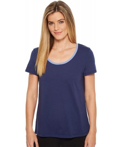 Women's Cotton Jersey Short Sleeve Top with Back Keyhole Detail - Ink - CU183CZAU66 $34.67 Tops