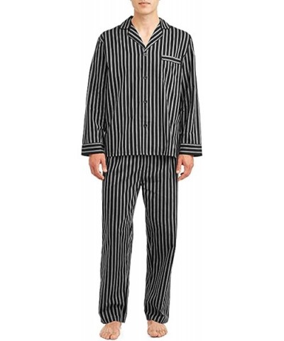 Men's 2XL Black Gray Striped Woven Pajamas - CX19C7ES6UG $51.94 Sleep Sets