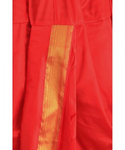 Dhoti and Angavastram Set with Wide Golden Border (Ready to Wear) - Warm Apricot - CY12BD05XG3 $57.14 Sleep Sets