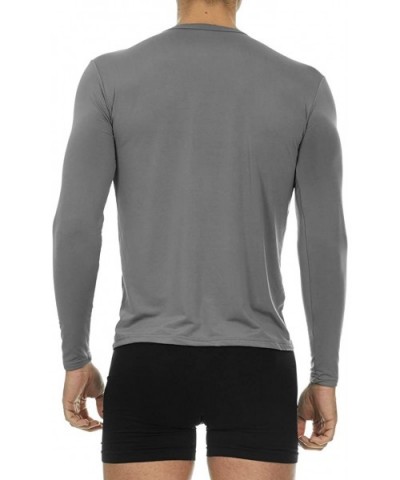 Mens Ultra Soft Thermal Shirt - Compression Baselayer Crew Neck Top - Fleece Lined Long Sleeve Underwear T Shirt - Grey - C91...