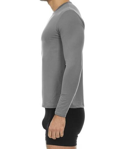 Mens Ultra Soft Thermal Shirt - Compression Baselayer Crew Neck Top - Fleece Lined Long Sleeve Underwear T Shirt - Grey - C91...