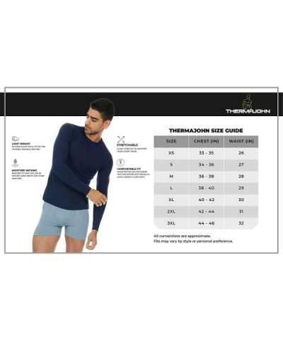 Mens Ultra Soft Thermal Shirt - Compression Baselayer Crew Neck Top - Fleece Lined Long Sleeve Underwear T Shirt - Grey - C91...