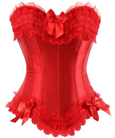 Plus Size Corset Bustier Lingerie for Women Body Shaper Top Sexy Lacing Corset Top Overbust Sexy Corset for Loss Waist - Red ...