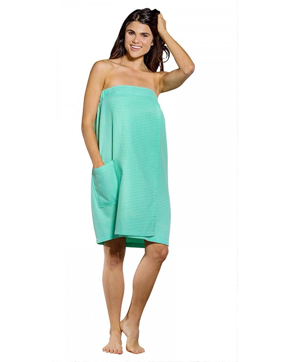 Personalized and Embroidered Lightweight Knee Length Bath Waffle Body Wrap Robe - Mint Green - CB18Q90WAH3 $33.86 Robes